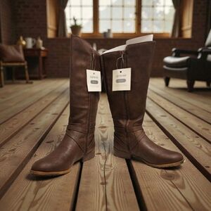 LifeStride Women's Wide Calf 10w Brown Boots Xtrovert Strappy Zip Riding